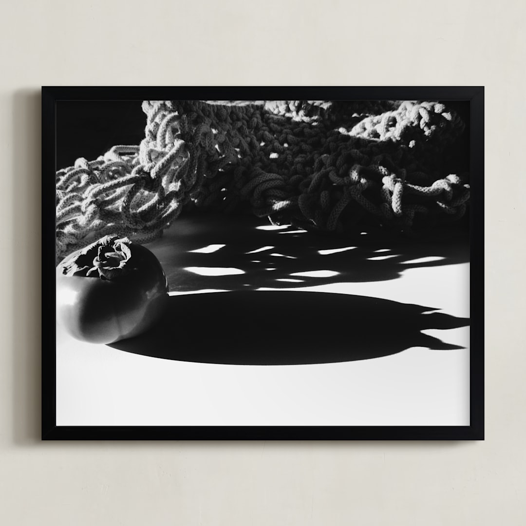 "Persimmon in the Sun" - Art Print in Black by Elky Ink - Framed