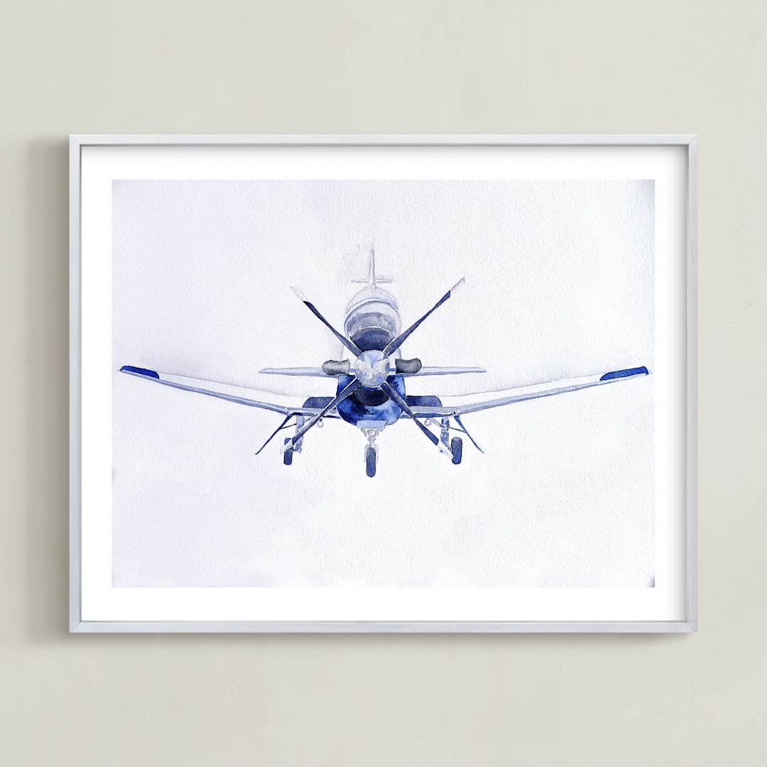 "Aim High" - Art Print in Jet Blue by Erin Lusk - Framed