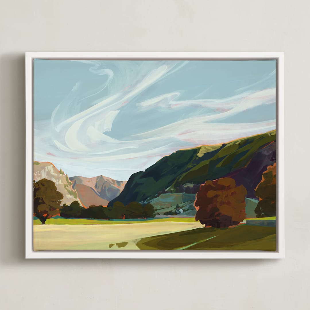 "In the Vale and Gale I" - Art Print in Blue Green by Jess Franks - Framed Canvas