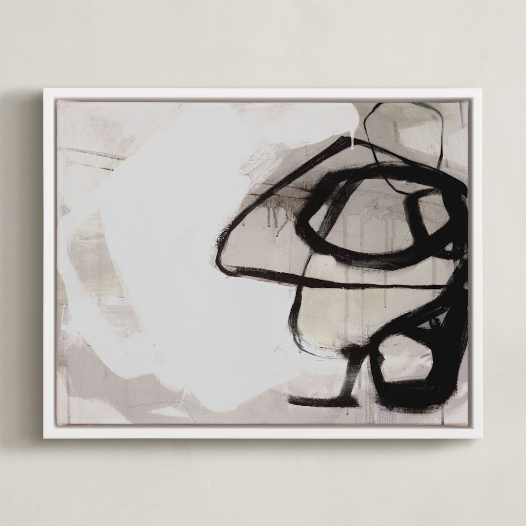 "Black Impact" - Art Print in Light Grey by Kirsta Benedetti - Framed Canvas
