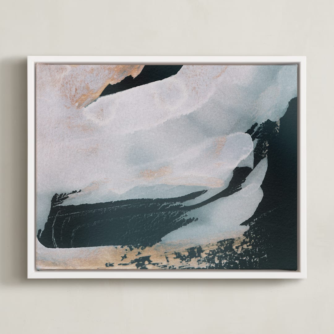 "Nonchalant" - Art Print in Deap Sea by Melanie Severin - Framed Canvas