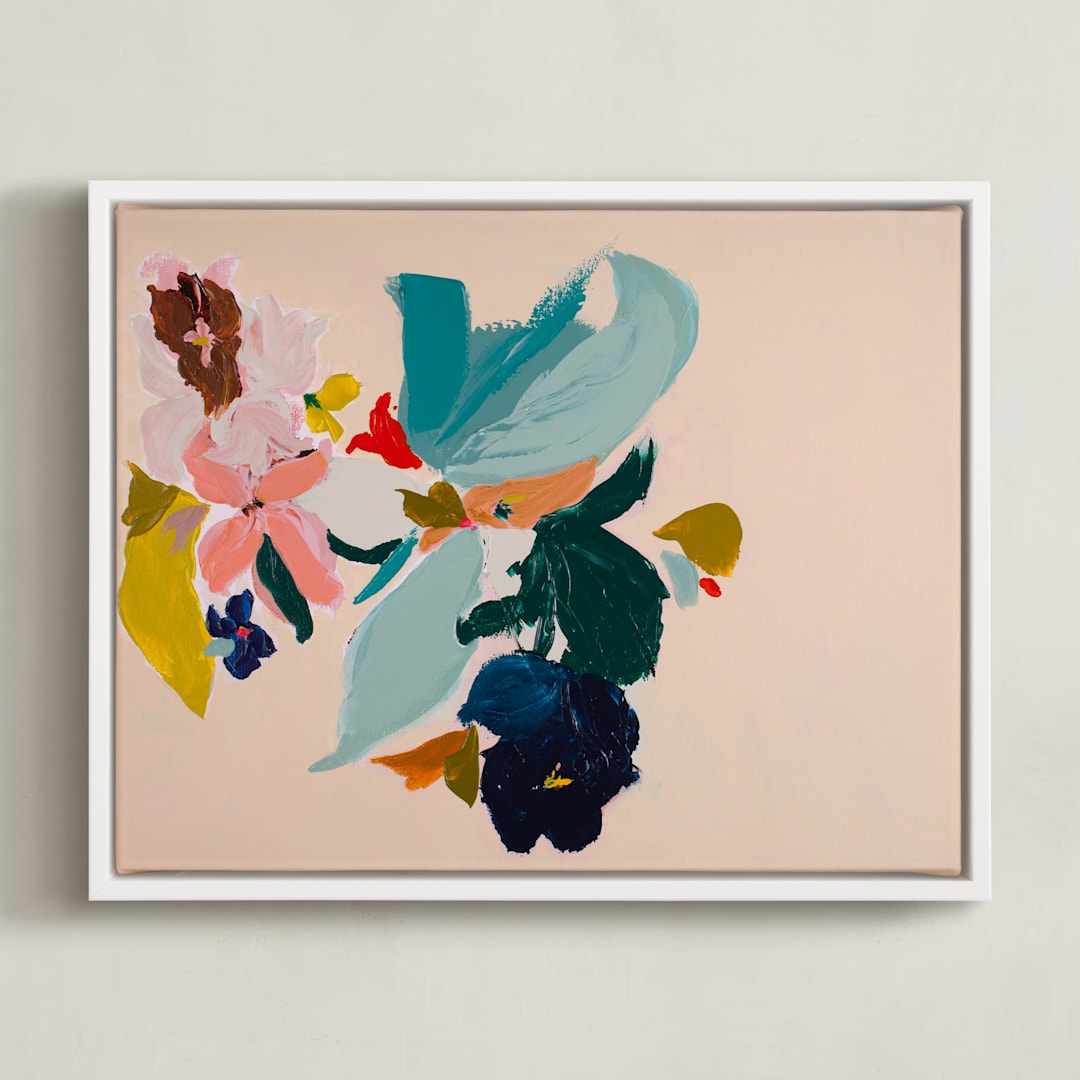 "Spring Botanical Series #3" - Art Print in Peach by Caryn Owen - Framed Canvas