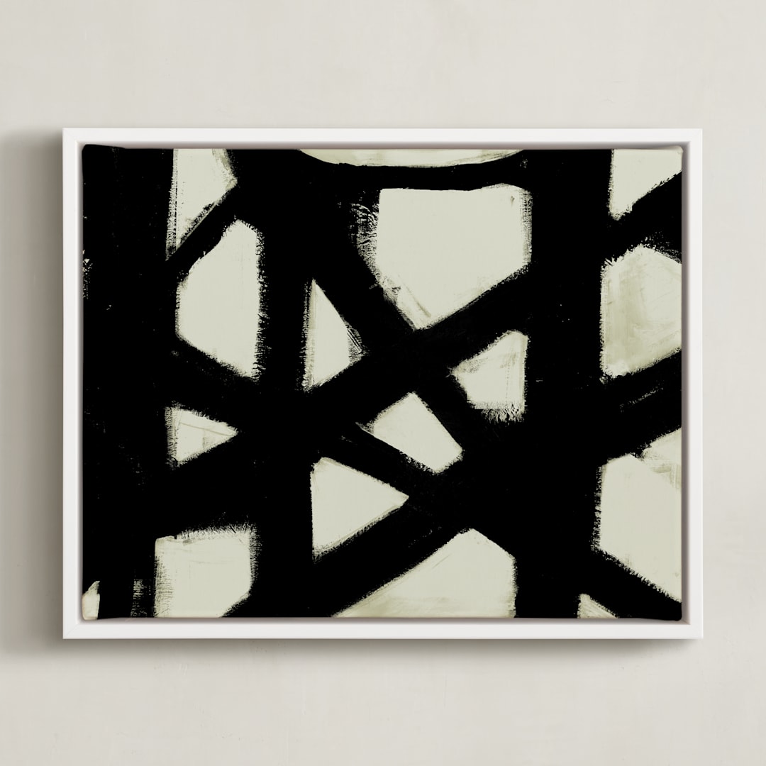 "Missed Connections" - Art Print in Black and White by Ilana Greenberg - Framed Canvas