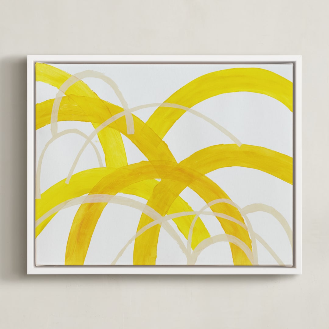 "Mountain Sunshine" - Art Print in Sunshine Yellow by Christina Flowers - Framed Canvas