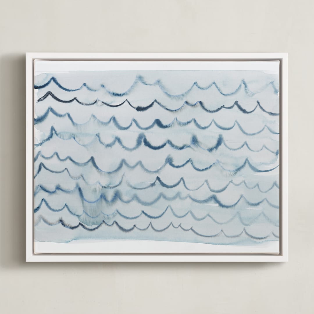"waves" - Art Print in pool blue by Kelly Witmer - Framed Canvas