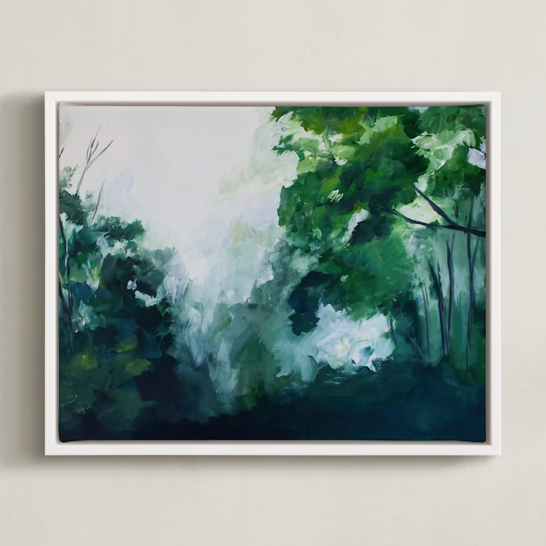 "Homeland" - Art Print in Forest Green by Brittany Fan - Framed Canvas