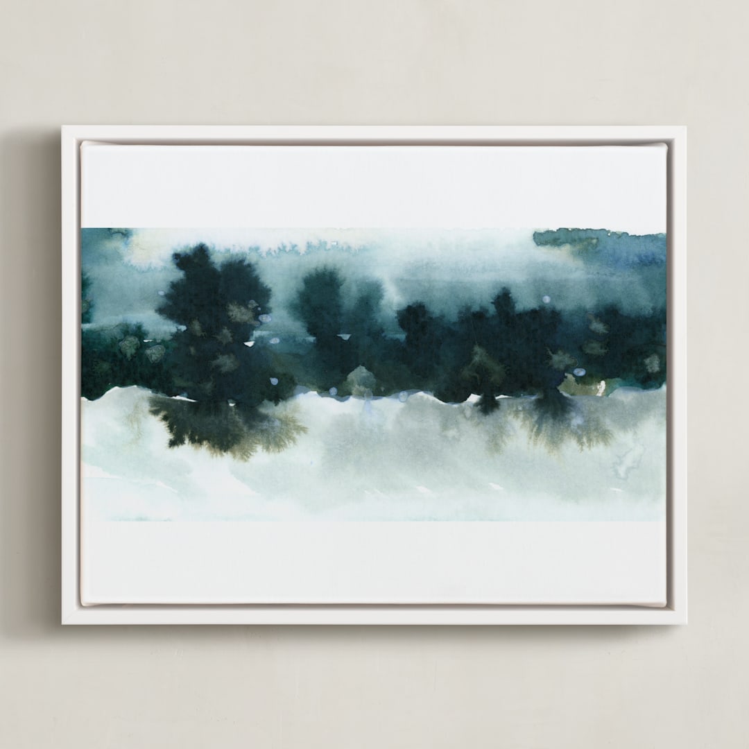 "Night Falling" - Art Print in Lagoon by Lindsay Megahed - Framed Canvas