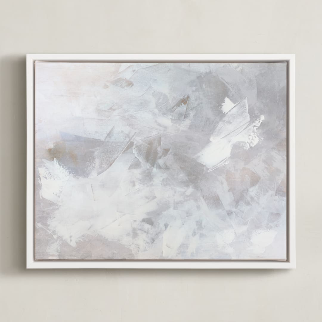 "Melody in White" - Art Print in white grey by Teodora Guererra - Framed Canvas