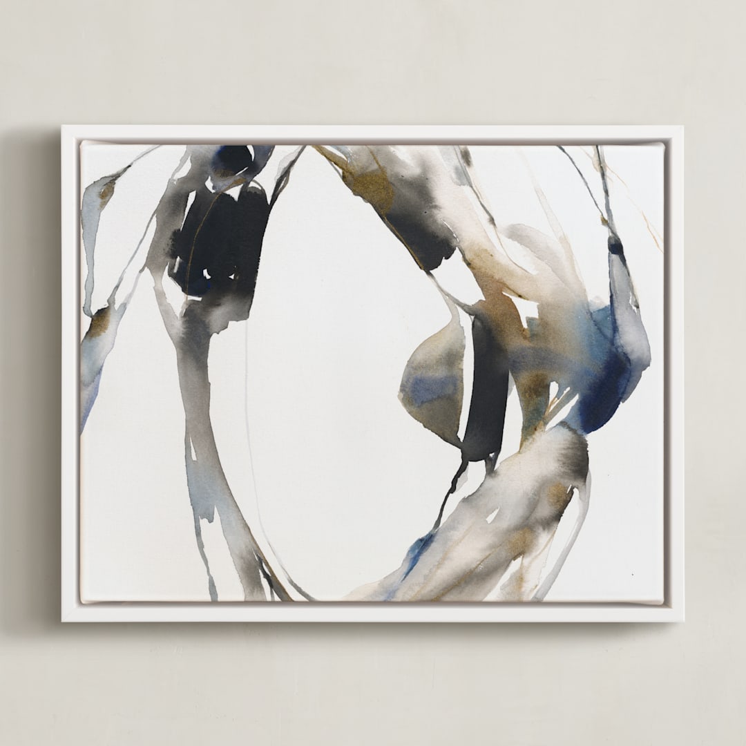 "Surrounding" - Art Print in grey wash by Michelle Lee - Framed Canvas