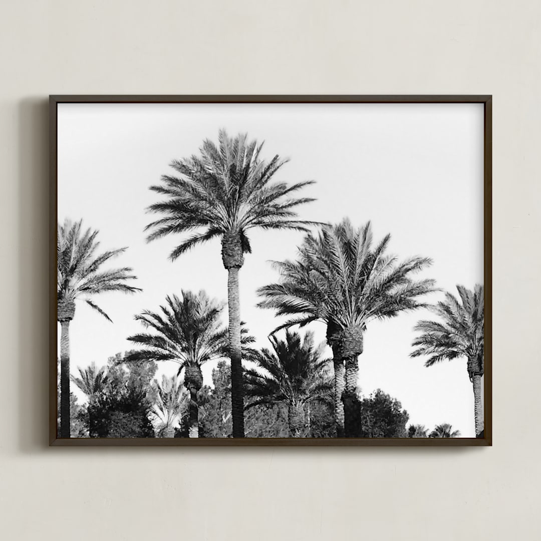 "Laid Back Palms" - Art Print in Gray by Three Wings North - Framed