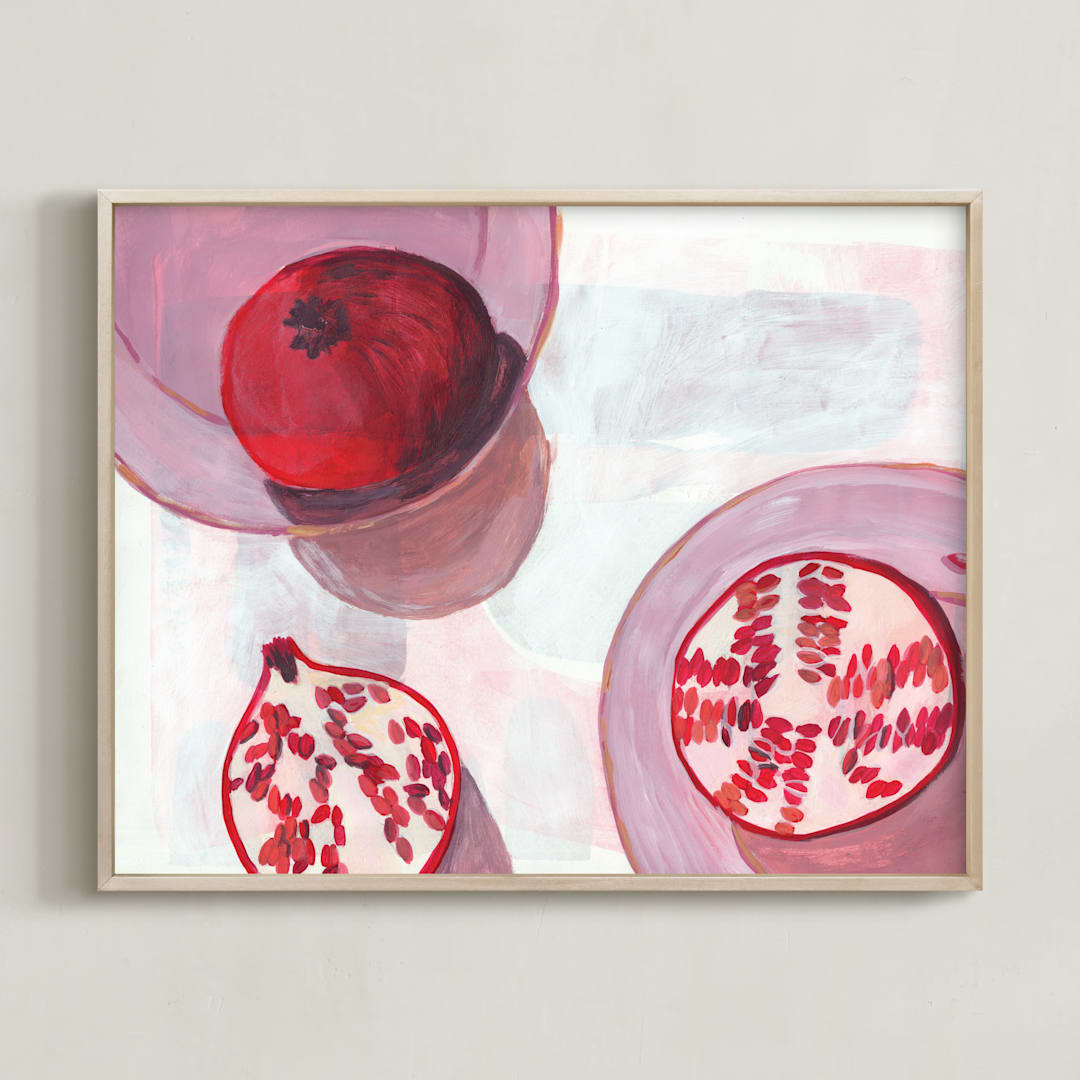 "Pomegranates " - Art Print in Deep Red by Kinga Subject - Framed