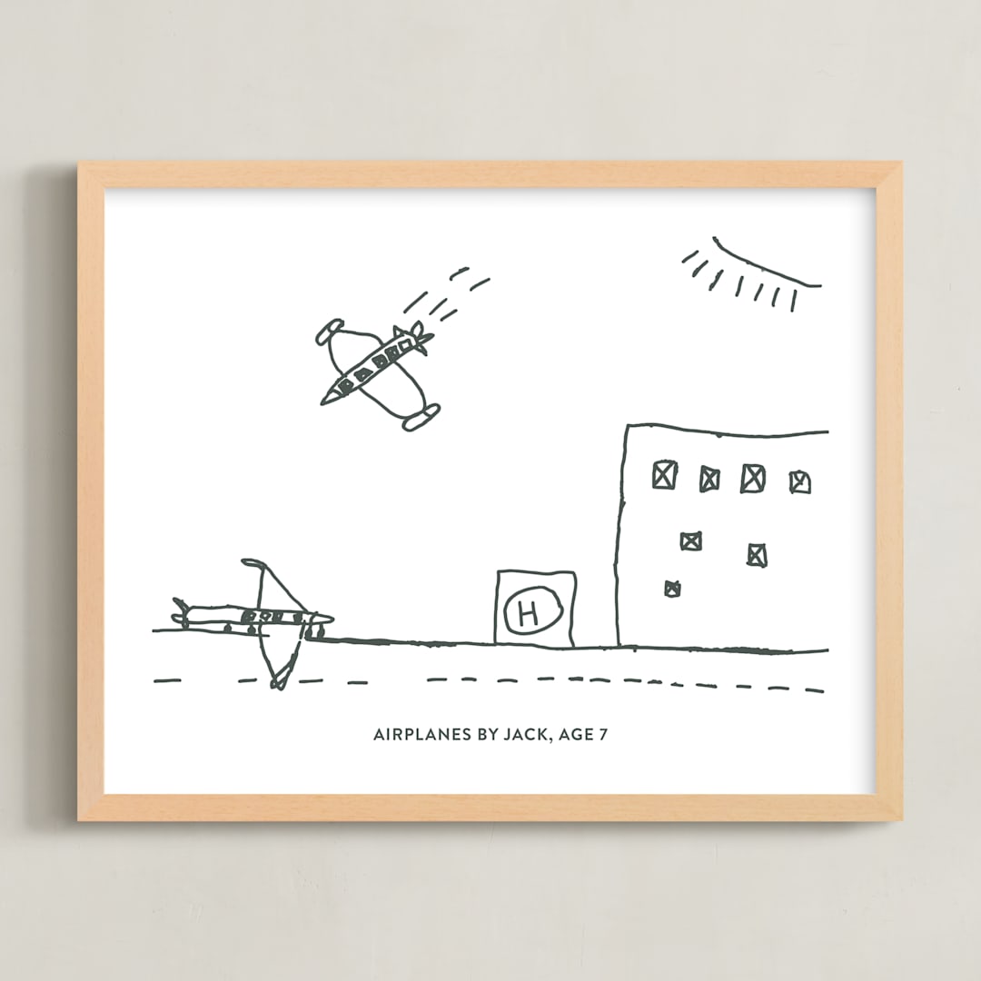 "Your Drawing: Landscape Custom Print" - Custom Print in Deep Gray by Minted - Framed