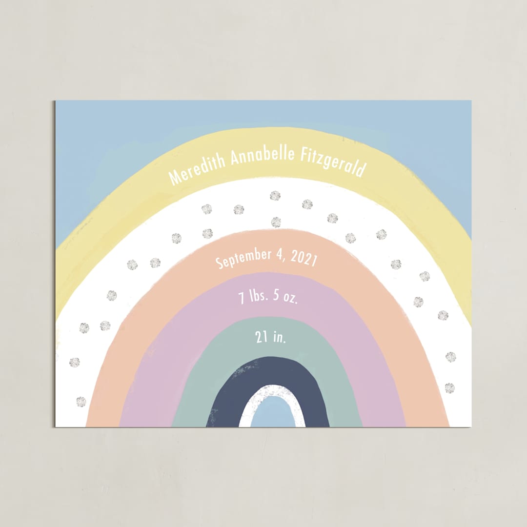 "Personalized Rainbow" - Personalized Art Print in Sunshine by Lindsay Kelly Art - Unframed