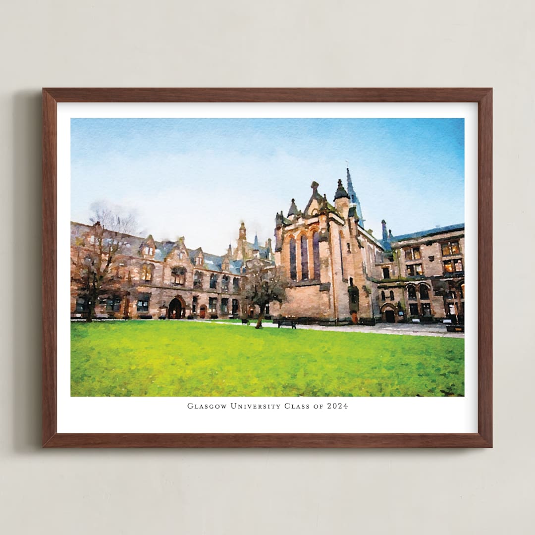 "Custom Campus Landscape with Text" - Custom Print in Paper by Minted - Framed