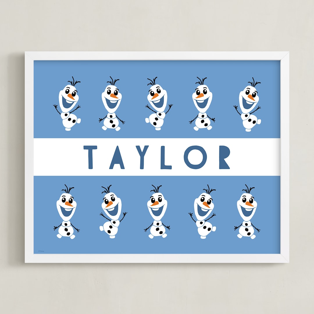 "Disney's Olaf Song" - Personalized Art Print in Frost by Vivian Yiwing - Framed