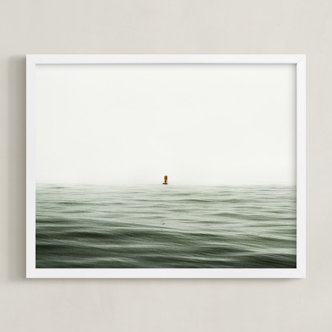 "Channel Marker Buoy" - Art Print in green mist by Rebecca Tamar - Framed