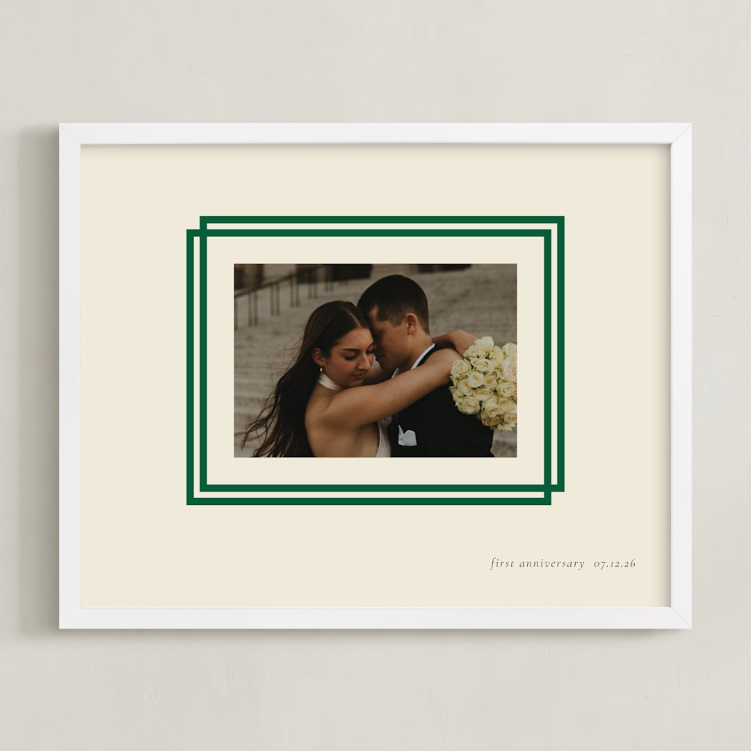 "Double Border: Landscape" - Framed Photo in Emerald by letterfix - Framed