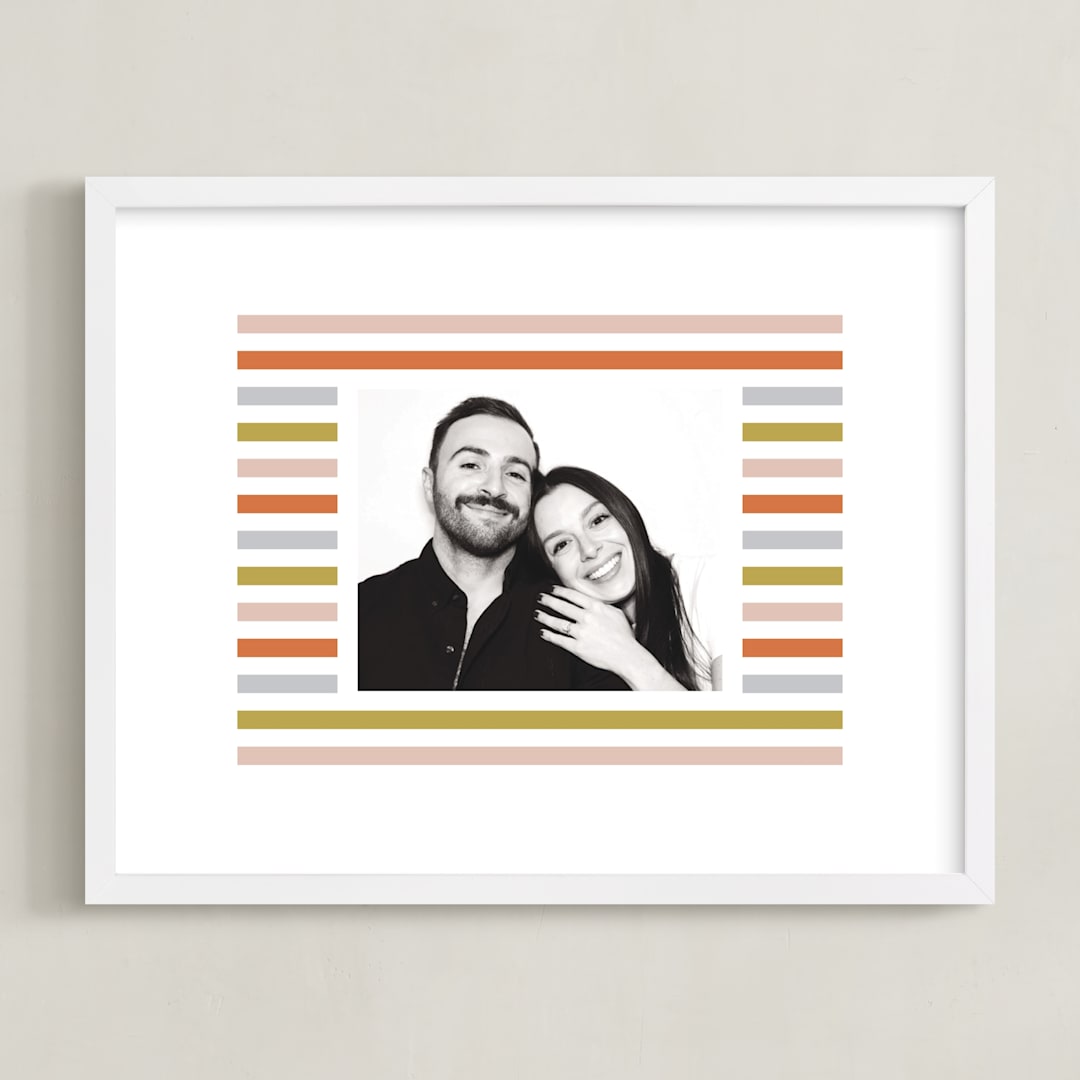 "Mod Stripes: Landscape" - Framed Photo in Peach by Erin German - Framed
