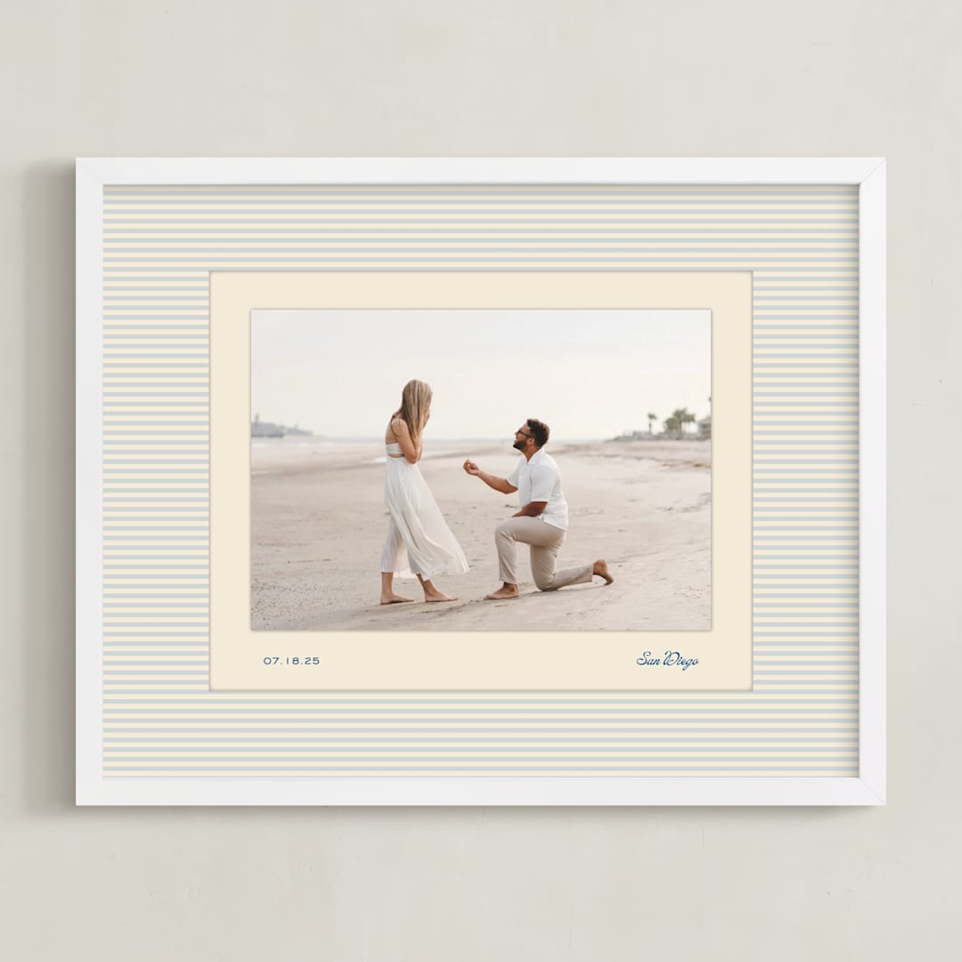 "Luxe Stripes: Landscape" - Framed Photo in Azure by Creo Study - Framed