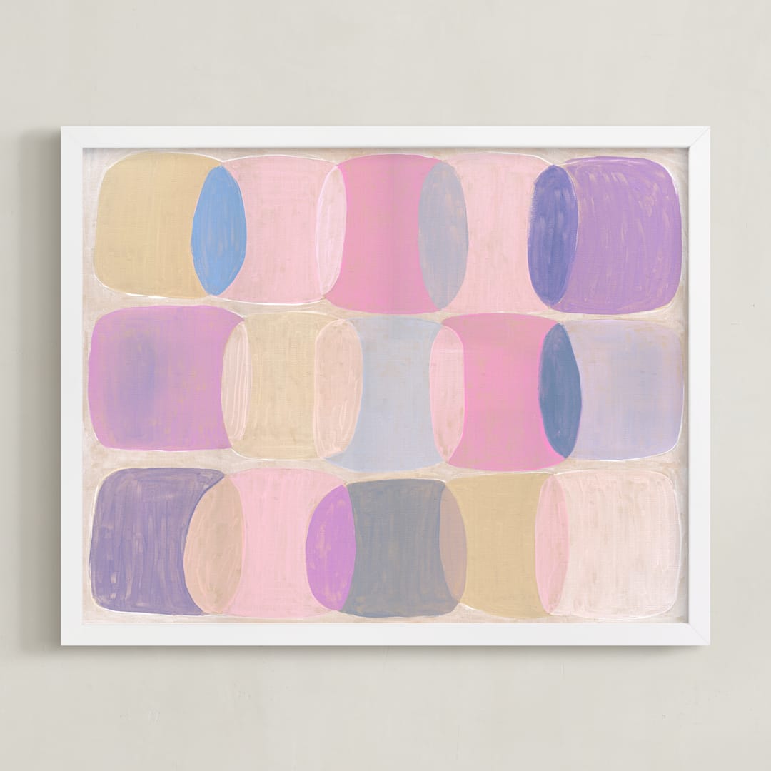 "Painted Geo Overlay" - Art Print in Ballet Pink by Amy Toneys - Framed