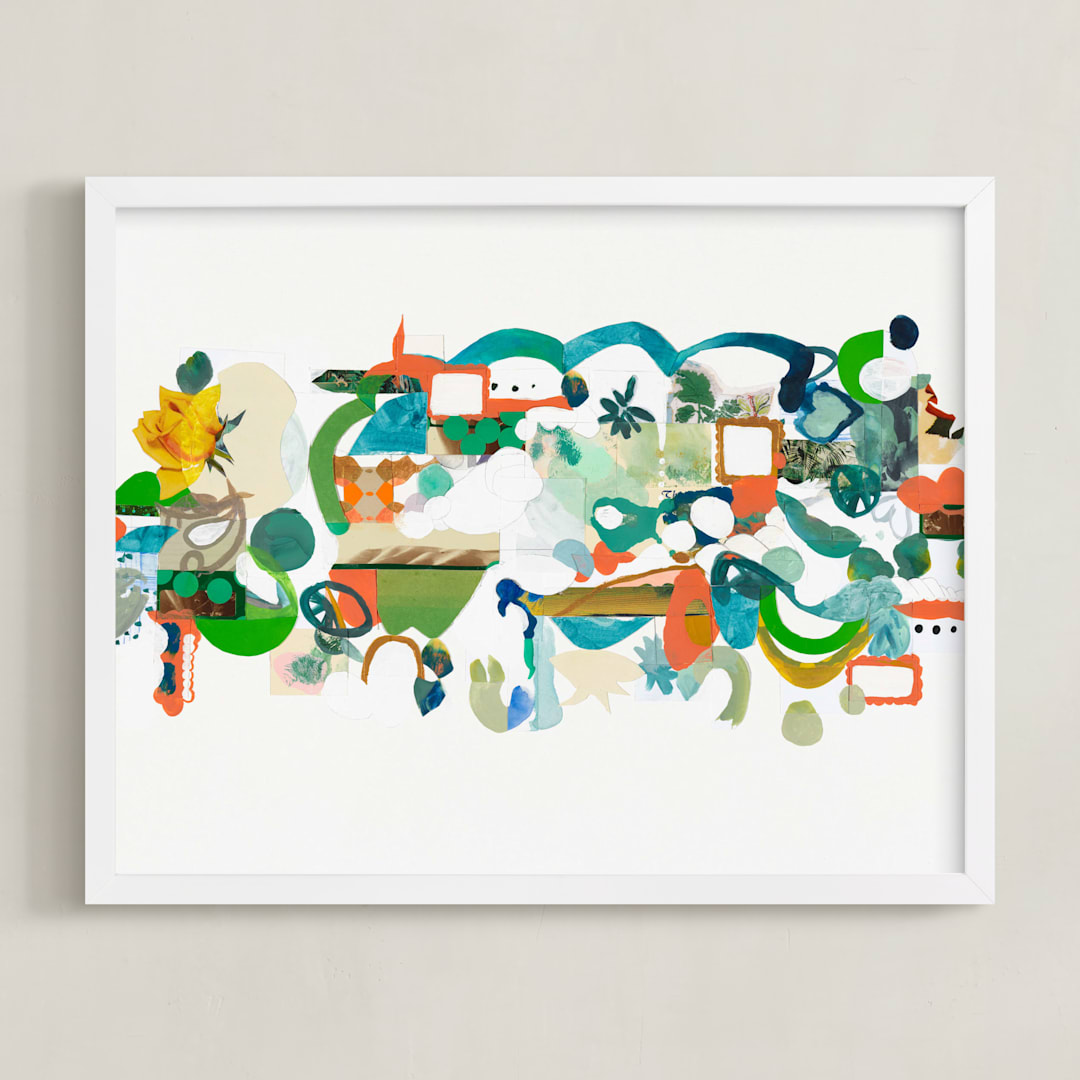 "Green Hills" - Art Print in Verdant Green by Erin McCluskey Wheeler - Framed