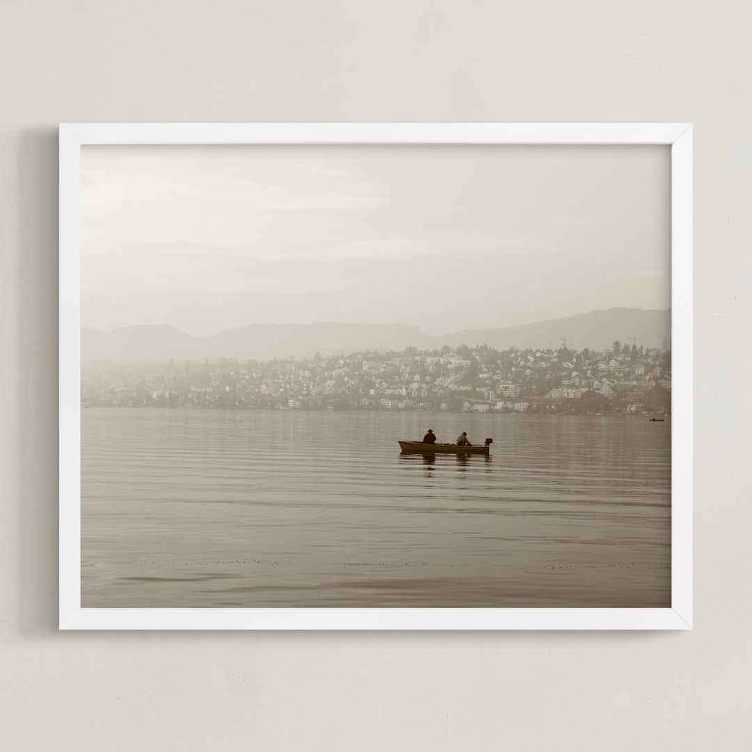 "Early morning" - Art Print in BW Brown by Teng Wang - Framed