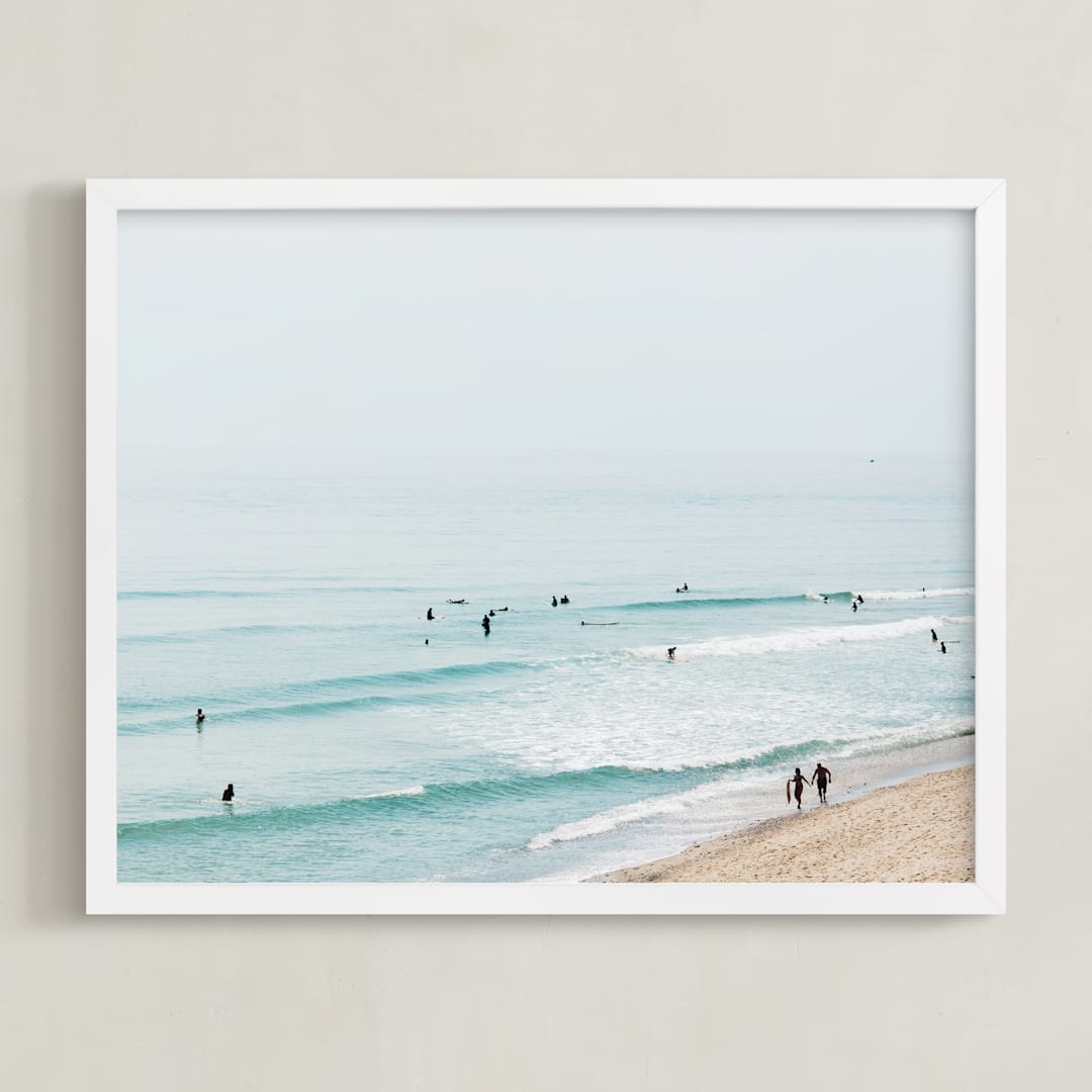 "Beach Summer Blues" - Art Print in Color by Helen Makadia - Framed