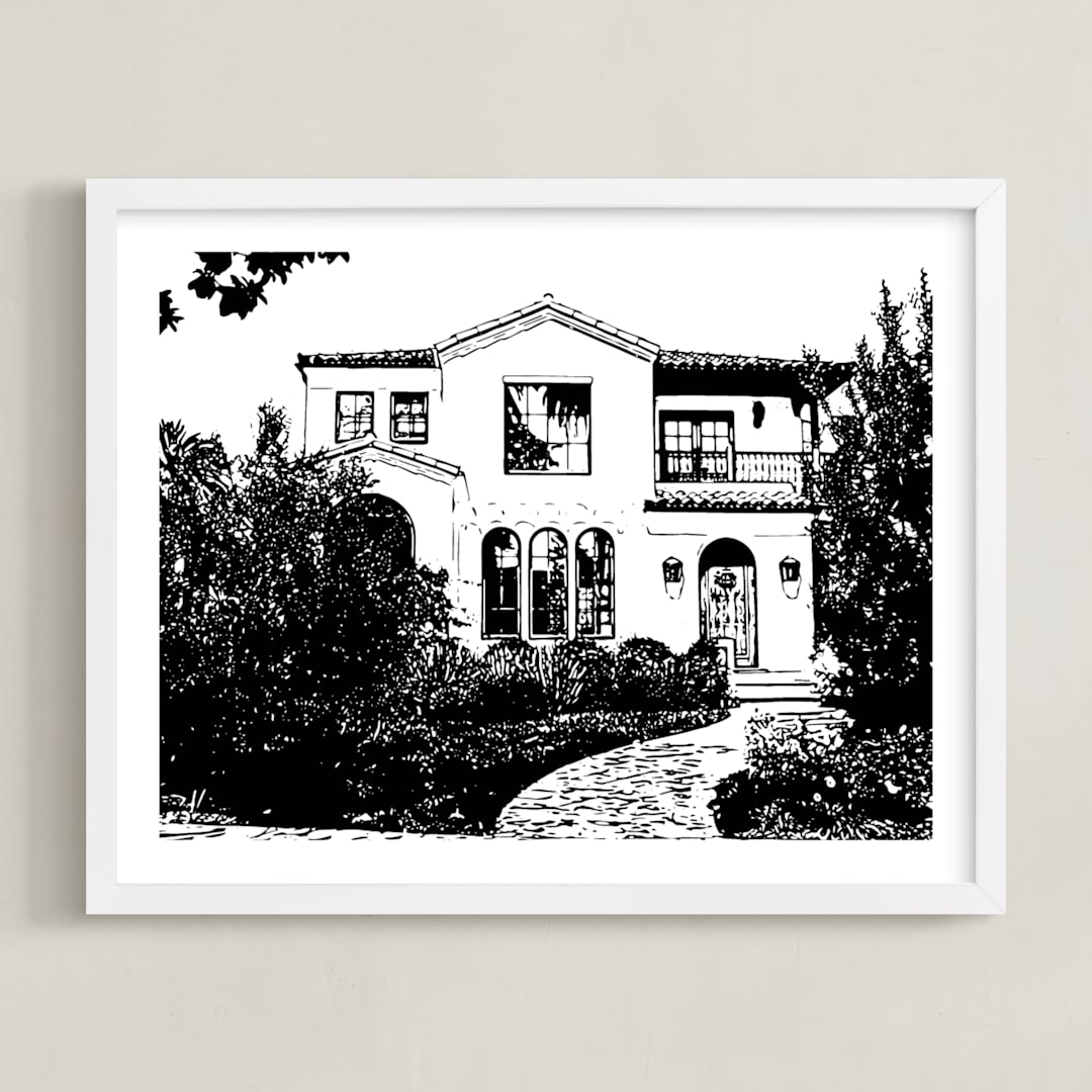 "House: White Border Custom Print" - Custom Print in Black by Minted - Framed