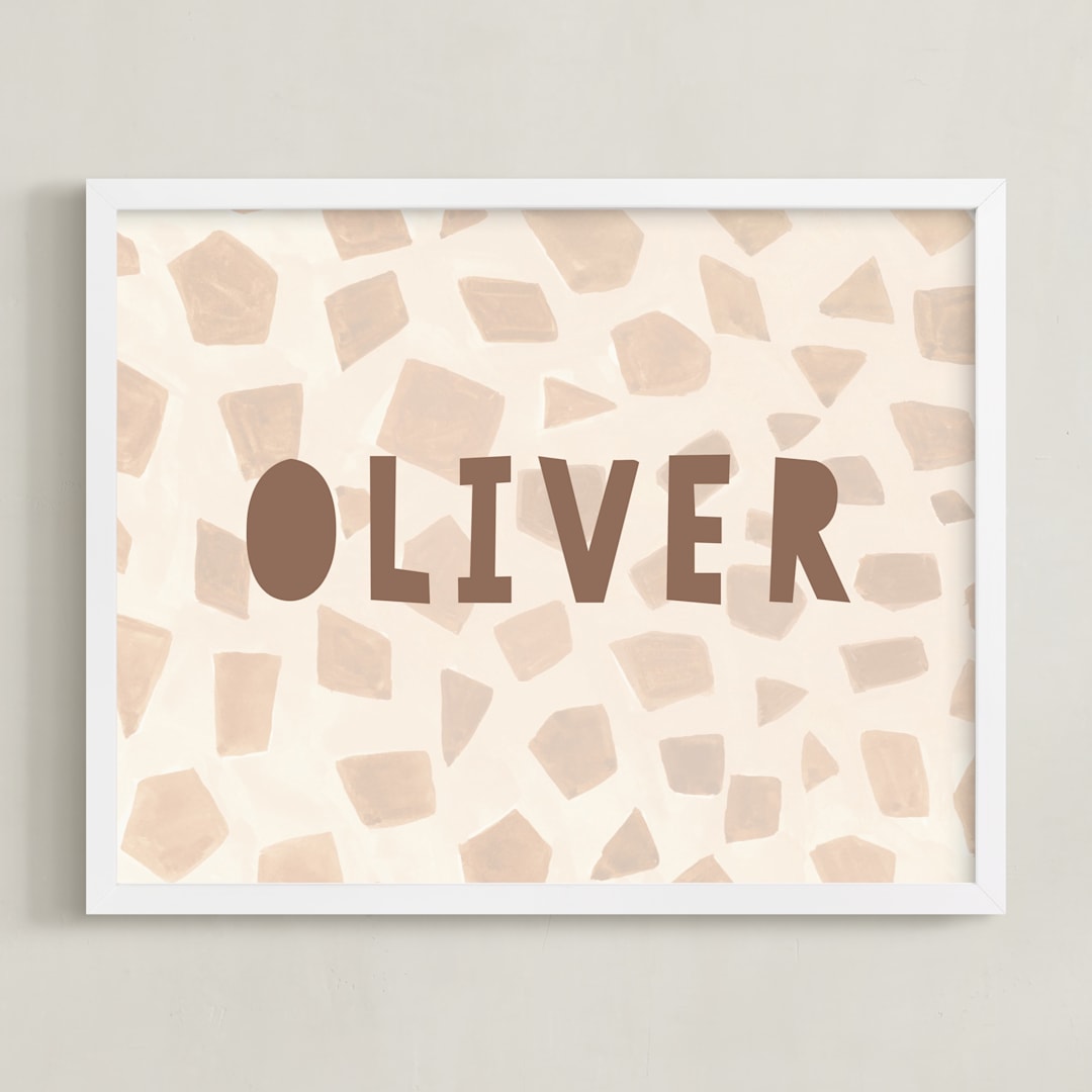 "Safari Friends 2" - Personalized Art Print in Brown by Teju Reval - Framed