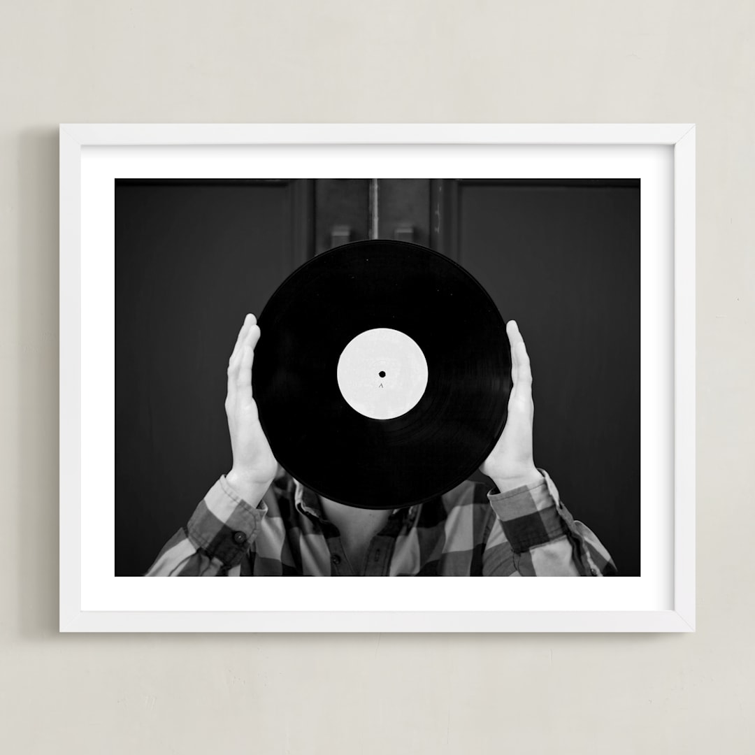 "Ahead of the Record" - Art Print in Black and White by Kaitie Bryant - Framed