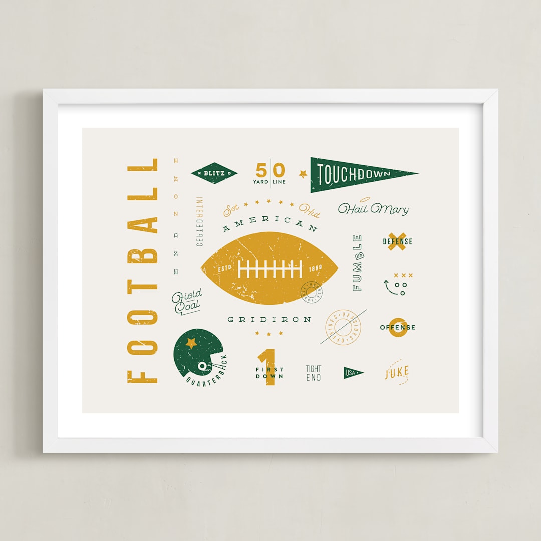 "American Football Vocab" - Art Print in Hunter by Dana Beckwith - Framed
