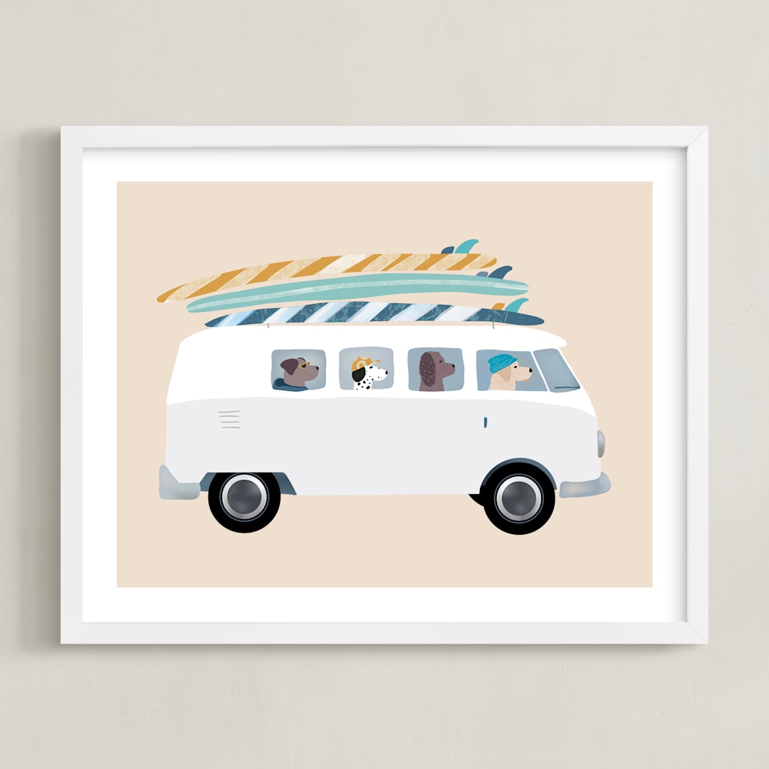 "Venice Beach" - Art Print in Sand by Jenna Holcomb - Framed