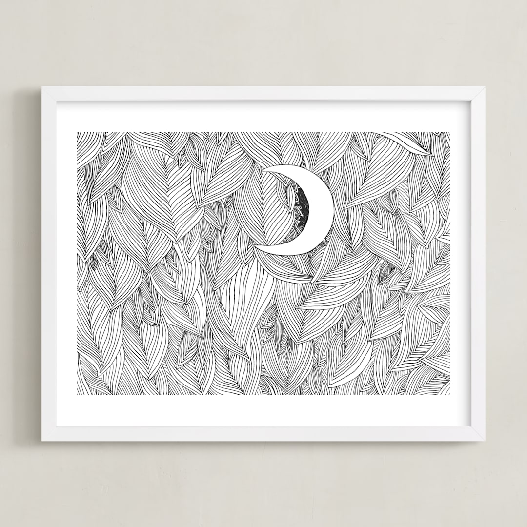 "Peek A Boo" - Art Print in Black & White by Helen H Wu - Framed