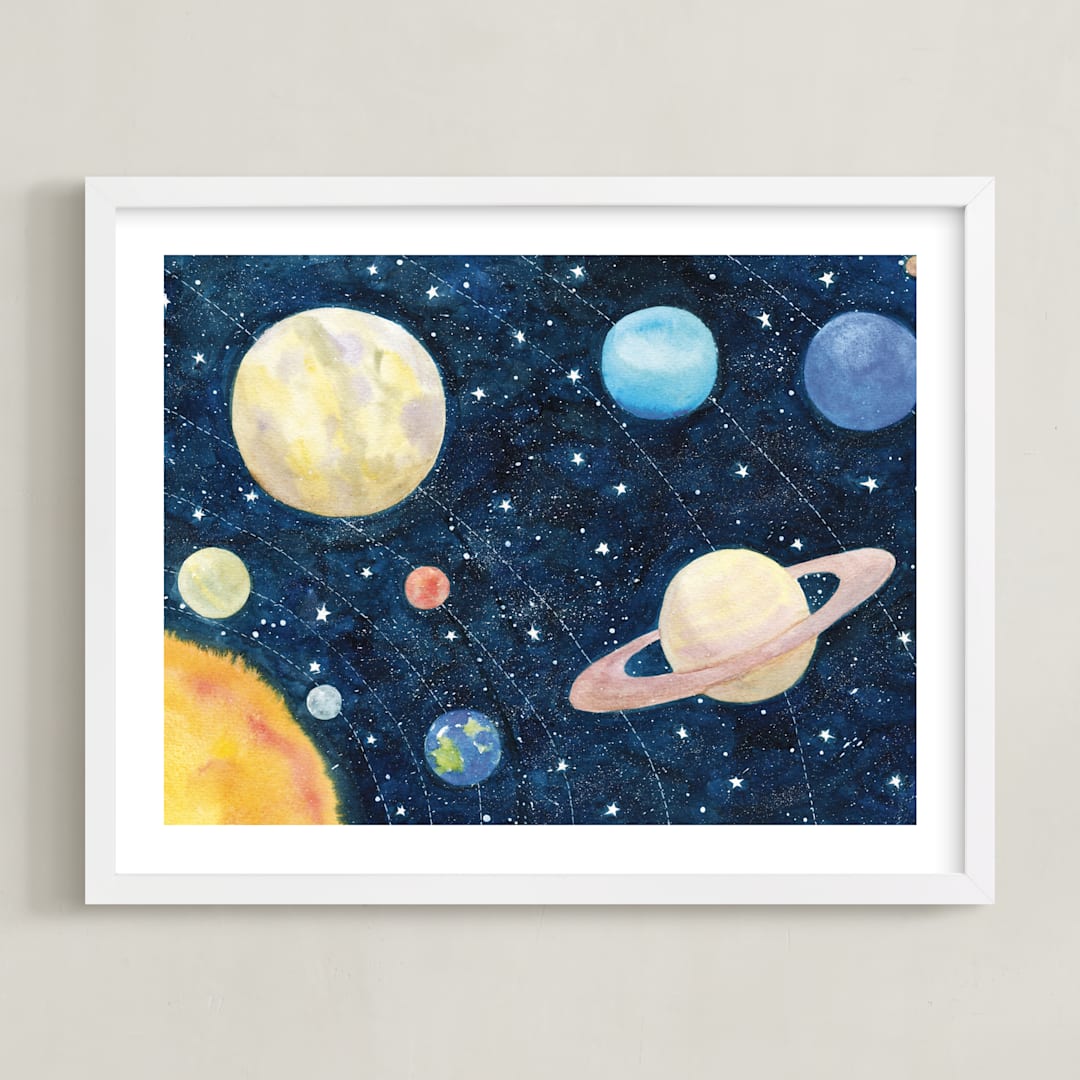 "Solar System" - Art Print in Deep Space by Alexandra Dzh - Framed