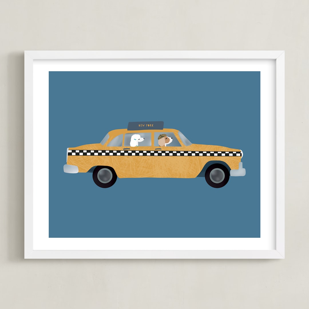 "New York" - Art Print in Taxi by Jenna Holcomb - Framed
