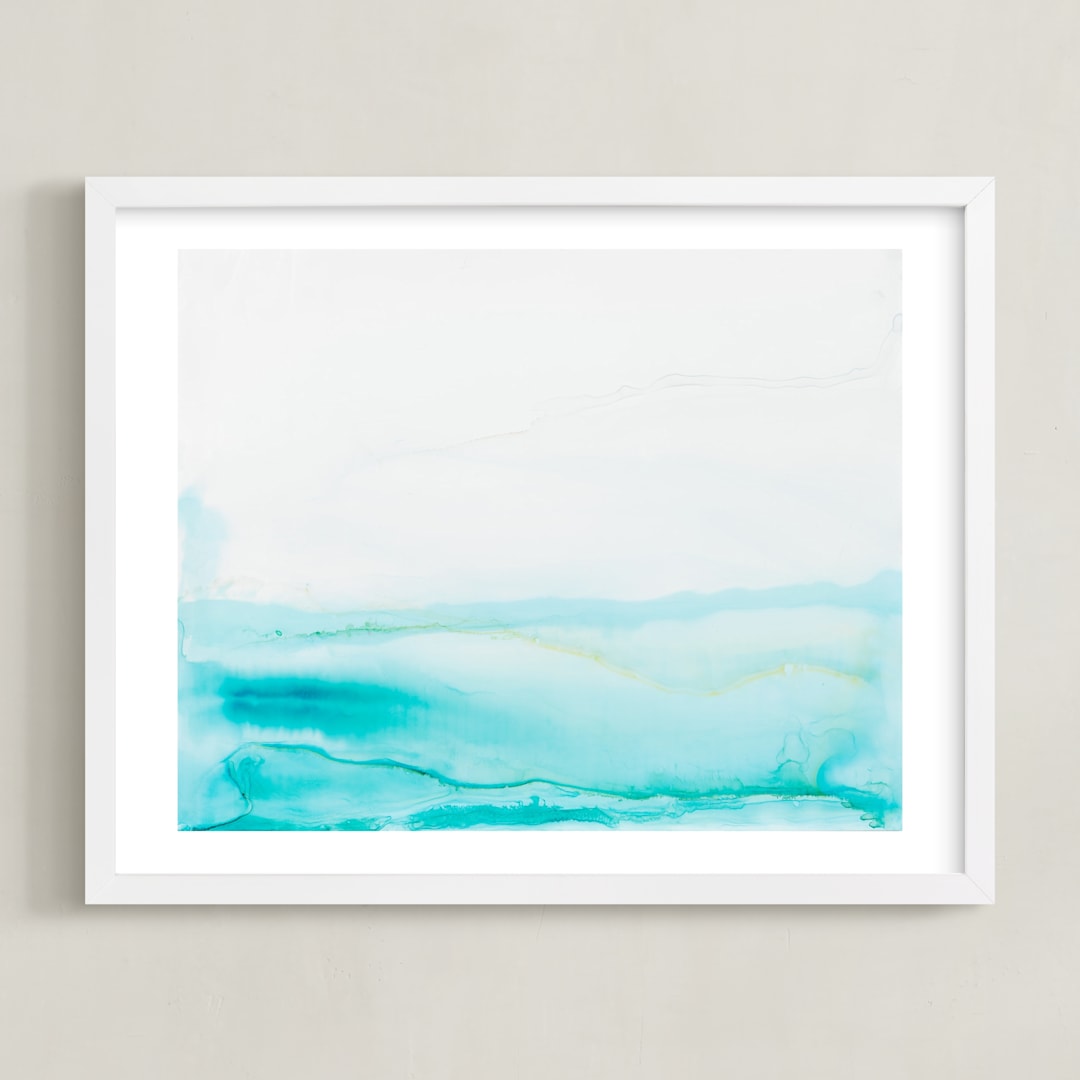 "Seafront" - Art Print in Sea Blue by Itsy Belle Studio - Framed