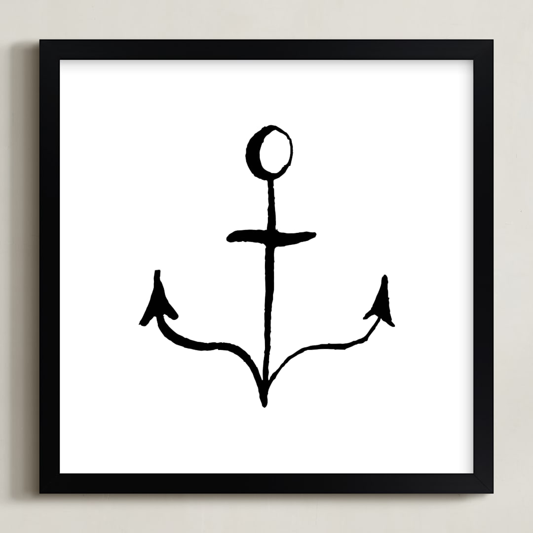 "Anchor in Ink" - Art Print in Black by Two if by Sea Studios - Framed