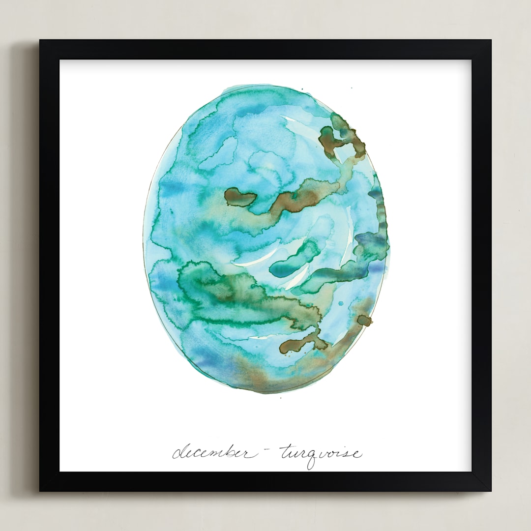 "December - Turquoise" - Art Print in Turquoise by Naomi Ernest - Framed