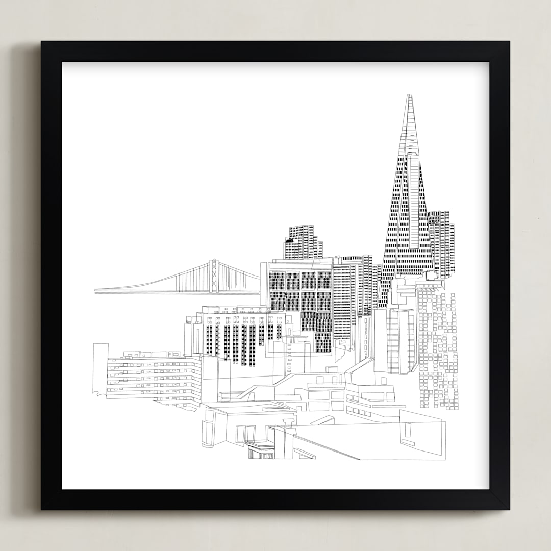 "San Francisco" - Art Print in Jet black by Neeta Sawhney - Framed