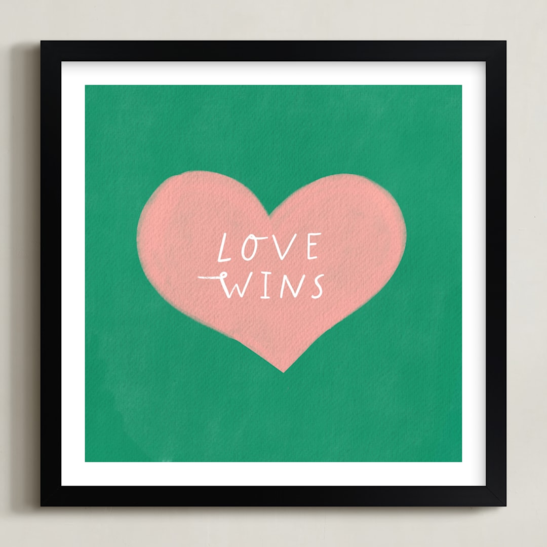 "Love Wins" - Art Print in Emerald Green by Little Miss Missy - Framed