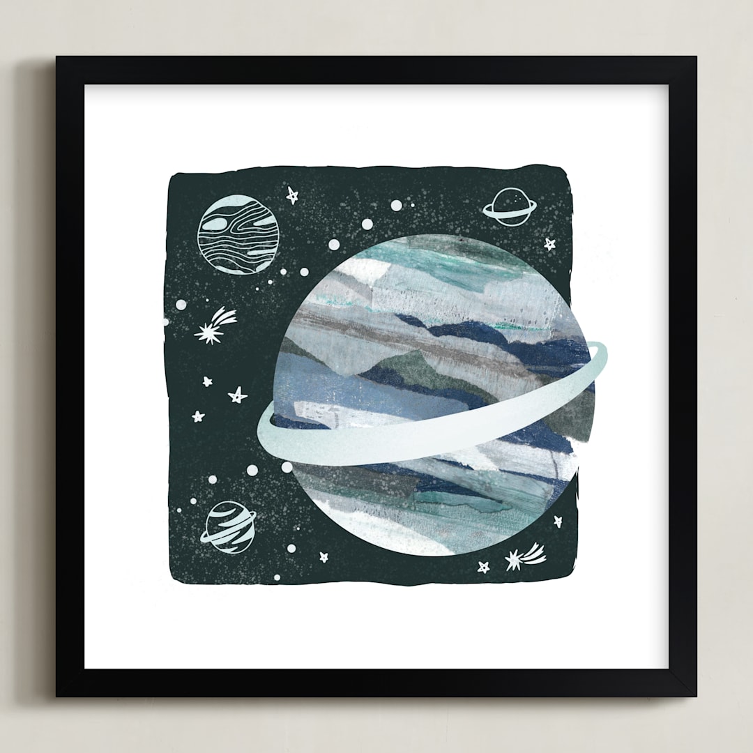 "Space Doodle" - Art Print in Galaxy by Megan Cash - Framed