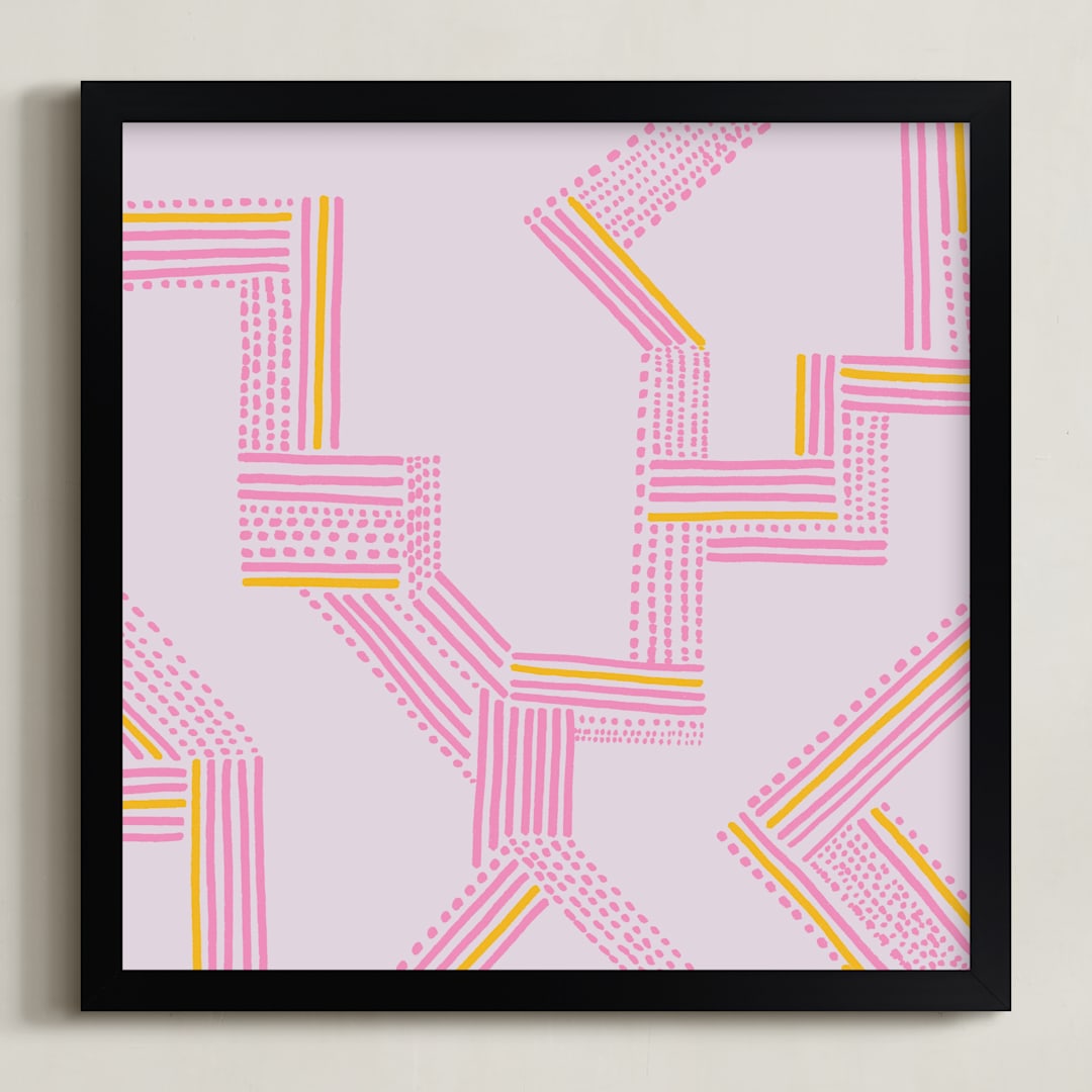 "Pathway" - Art Print in Pink by Christine Llewellyn - Framed