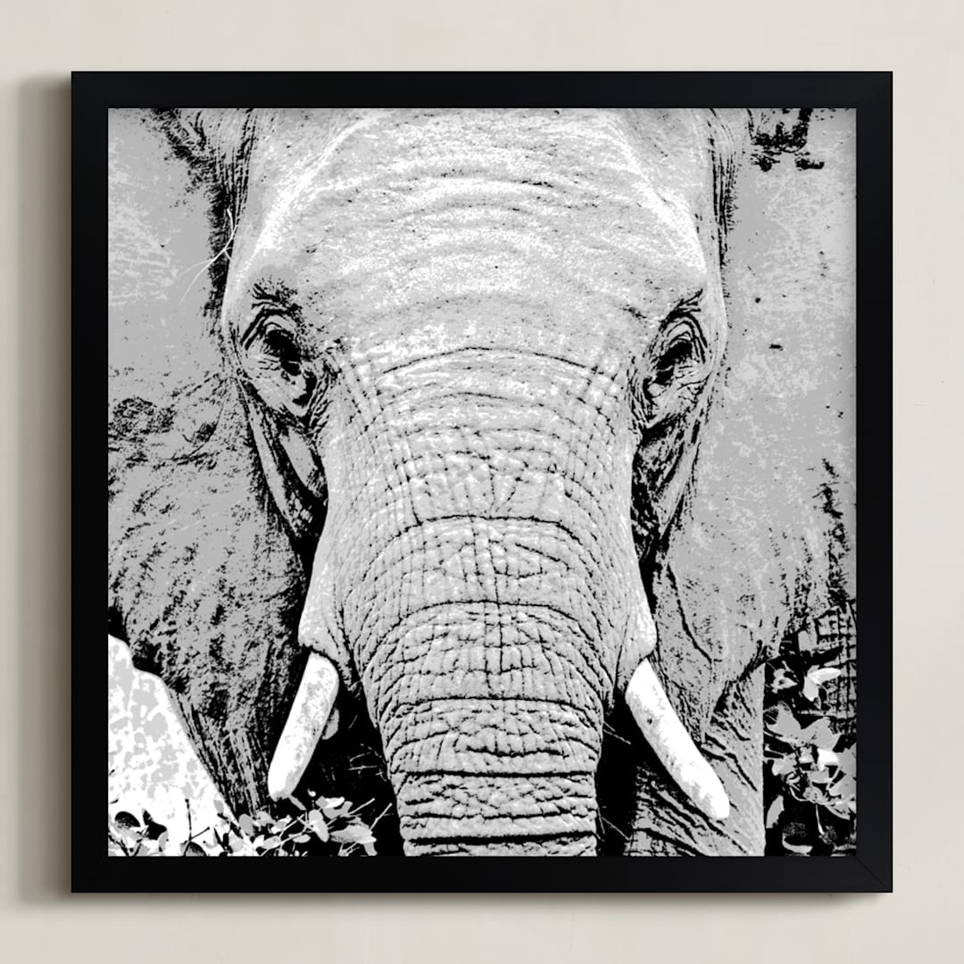 "mr ELEPHANT" - Art Print in elephant gray by Gail Schechter - Framed