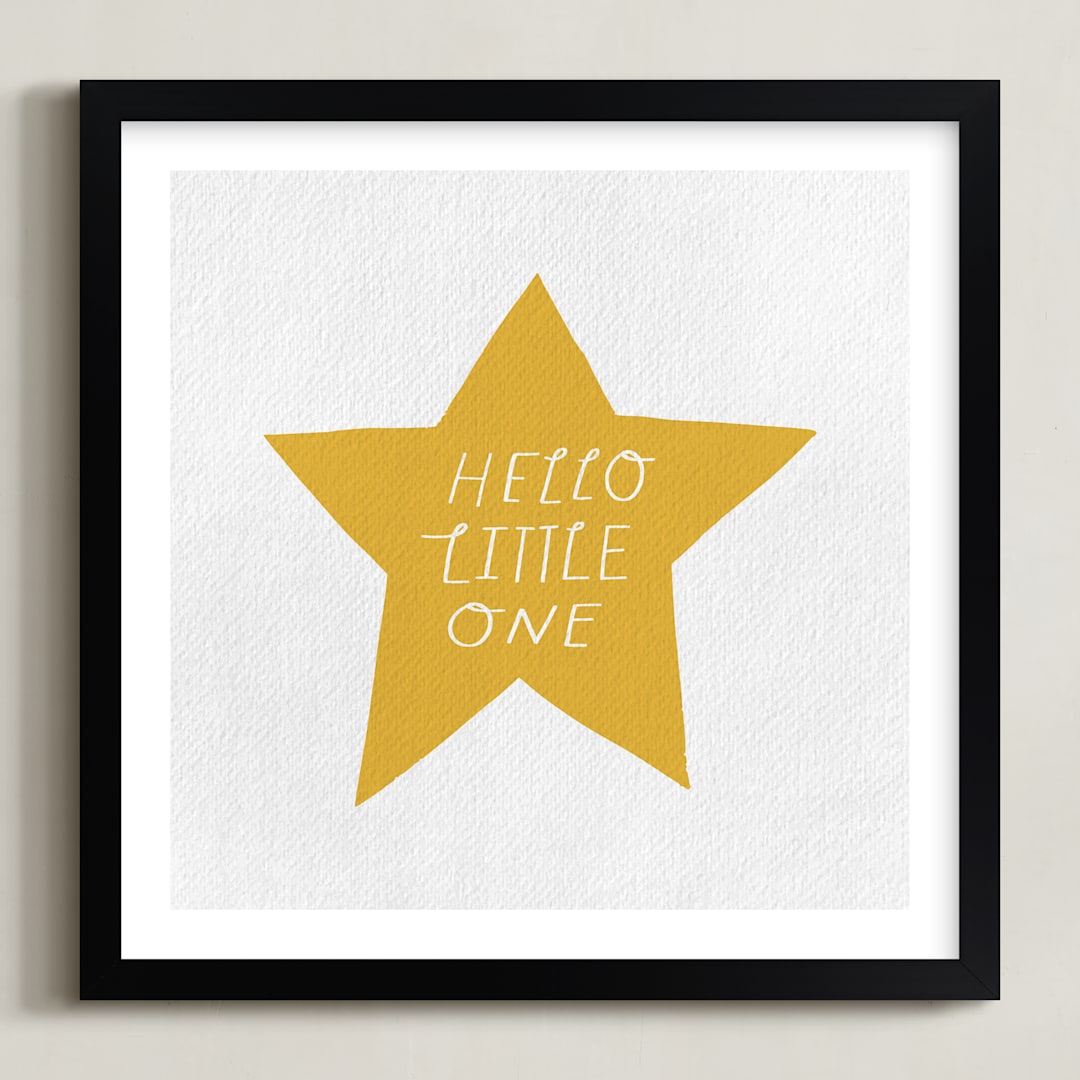 "Hello Little One" - Art Print in Mustard by Little Miss Missy - Framed