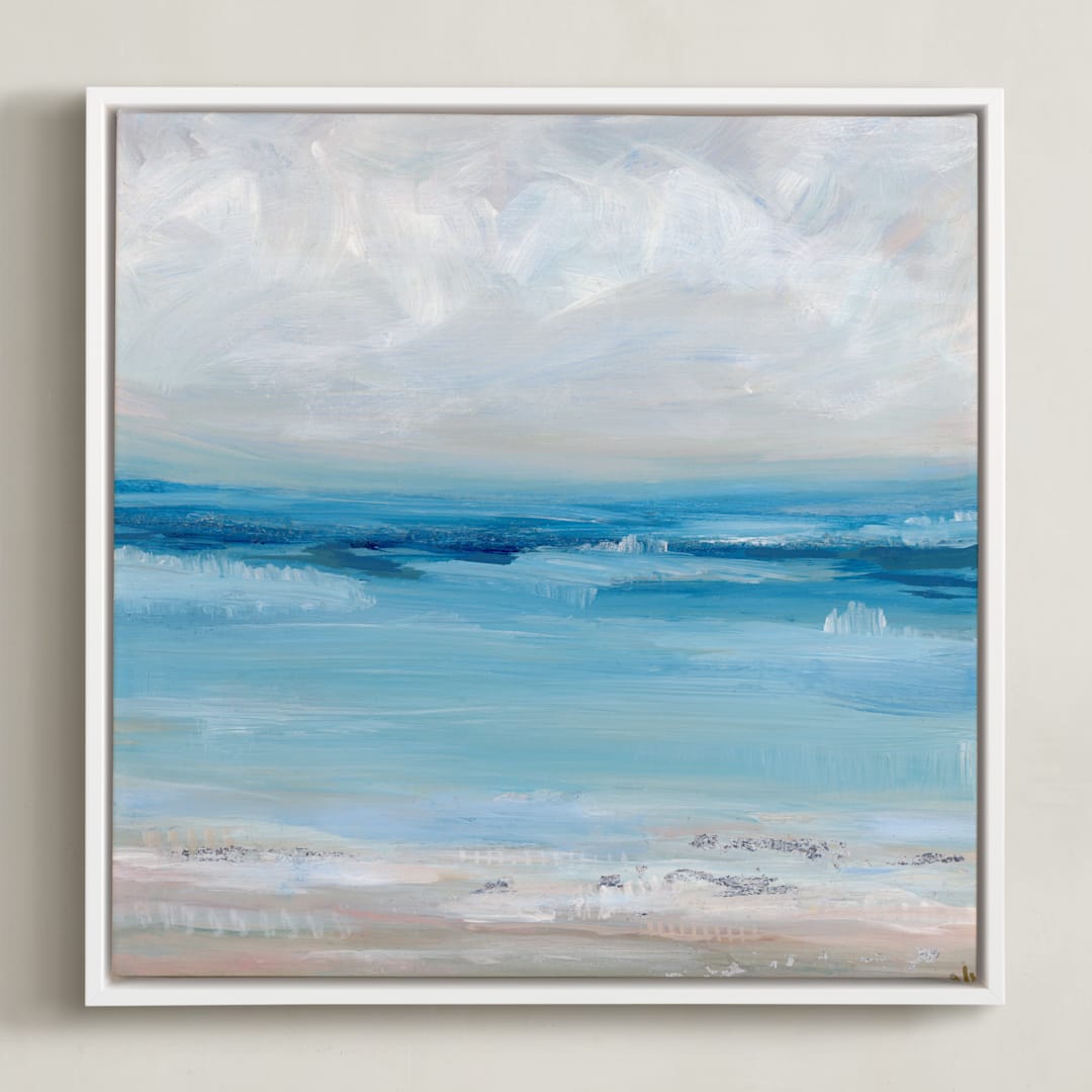 "Of the Sea" - Art Print in Light Turquoise by Nicole Walsh - Framed Canvas