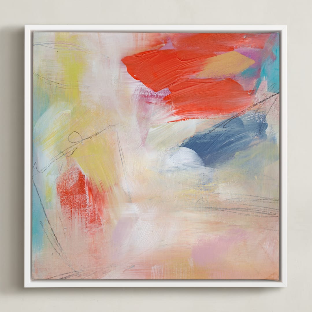 "Sunbathing" - Art Print in Fresh Orange by Julia Contacessi - Framed Canvas