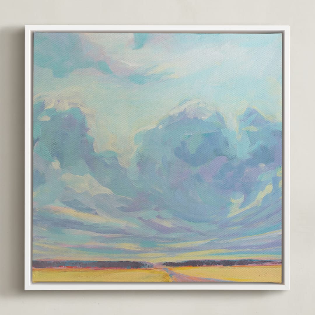 "Big Sky Country" - Art Print in Sky Blue by Vicki Rawlins - Framed Canvas