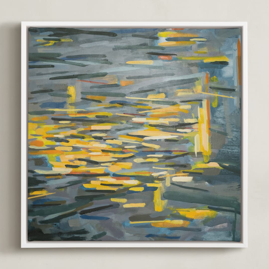 "Convergence 1" - Art Print in Slate by Kelly Johnston - Framed Canvas
