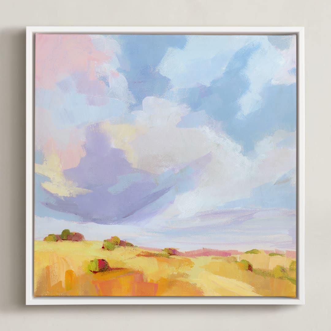 "Leaving New Mexico" - Art Print in straw by sue prue - Framed Canvas