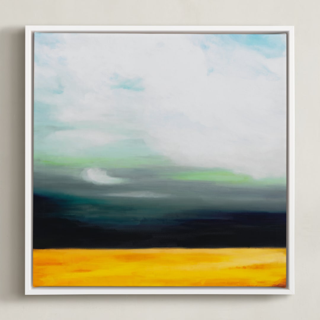 "Golden Grain" - Art Print in Golden Sienna by Amy Hall - Framed Canvas